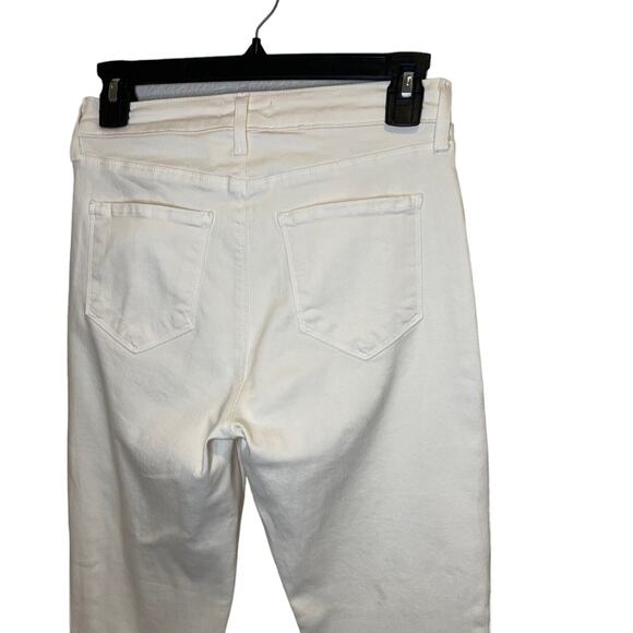 NWT L'AGENCE‎ Margot Skinny High Rise VELVET TUXEDO STRIPE Antique White Size 26 - Picture 7 of 11